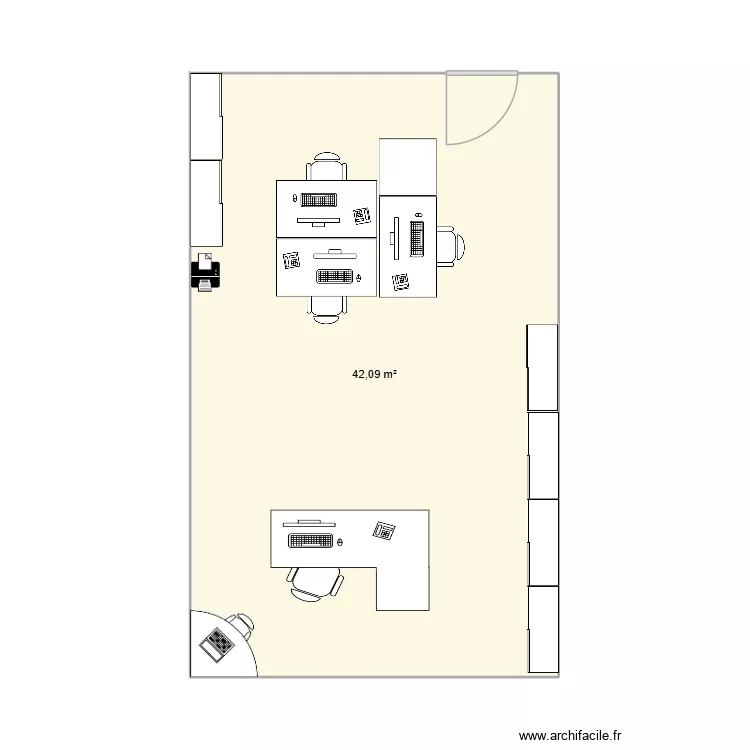 BUREAU. Plan de 1  et 42 m²