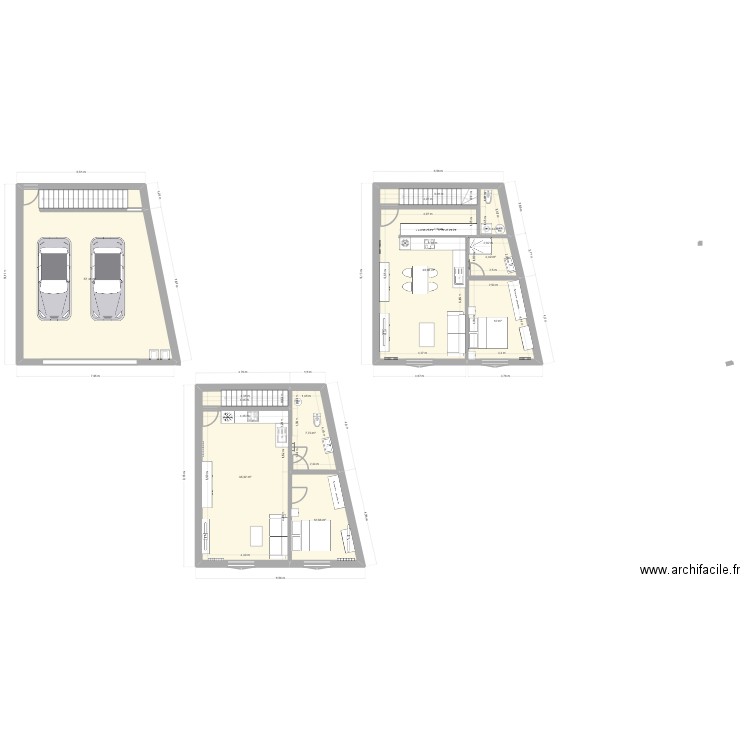 projet 1 etage. Plan de 7 pièces et 172 m2