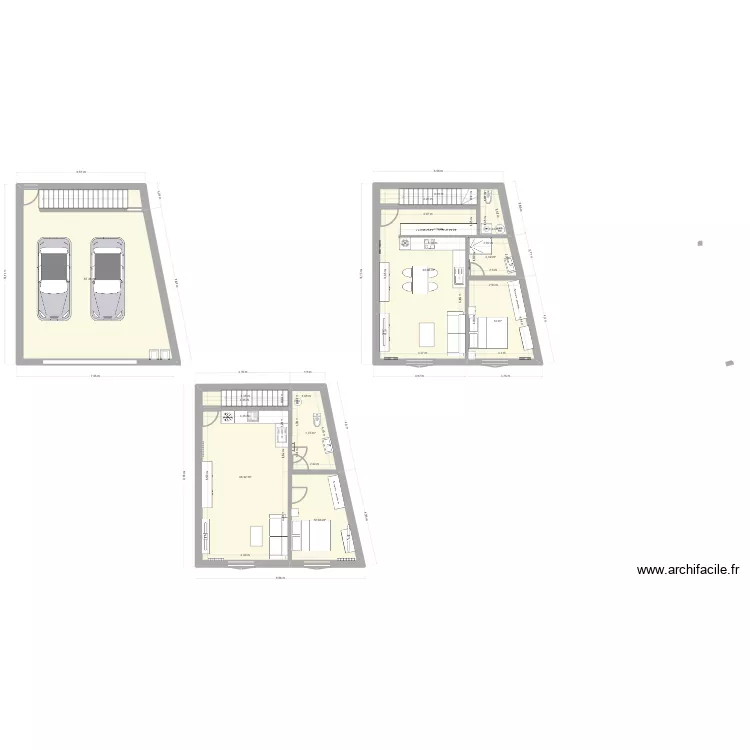 projet 1 etage. Plan de 7 pièces et 172 m²