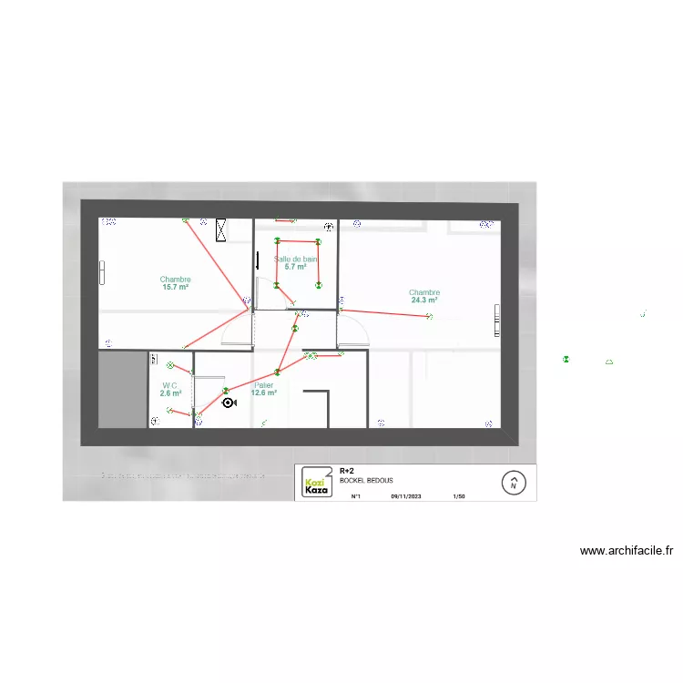 Camille plan &eacute;lec R+2. Plan de 