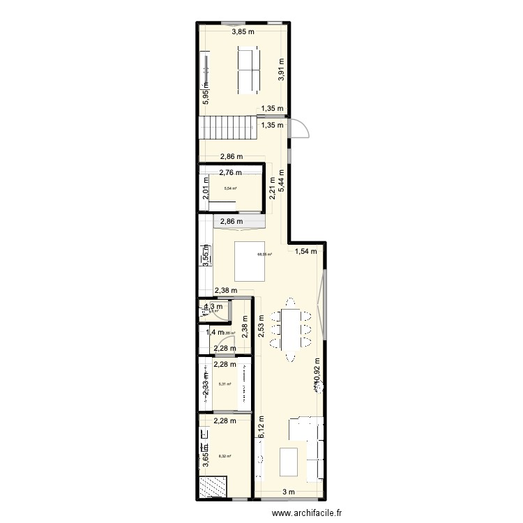 MAISON DELS ORL. Plan de 6 pièces et 92 m2