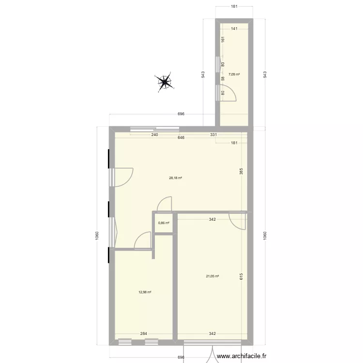 Plan Final d&eacute;pendance sans CH2. Plan de 7  et 87 m²