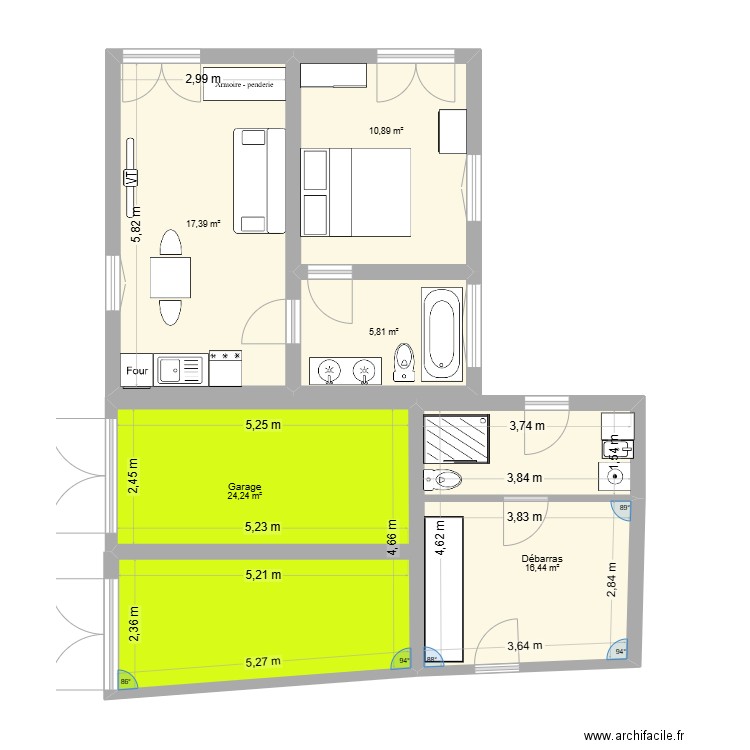 Maison 3. Plan de 5 pièces et 75 m2