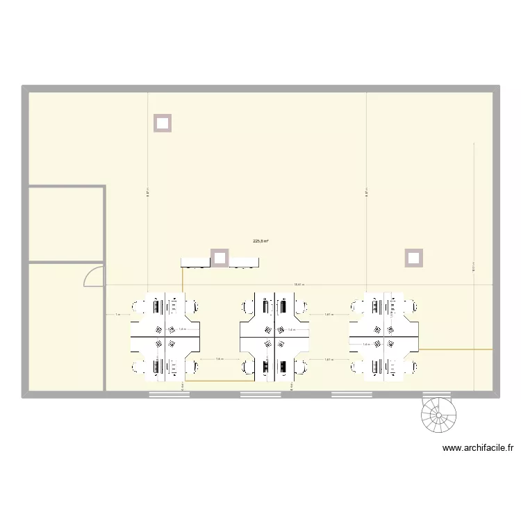 plan burea. Plan de 1  et 226 m²