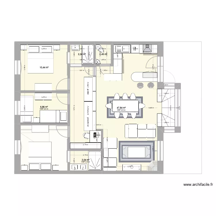 plan garage + &eacute;tage 4. Plan de 11  et 156 m²
