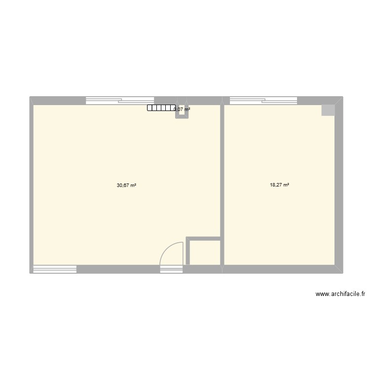 Bureau client actuel. Plan de 3 pièces et 49 m2