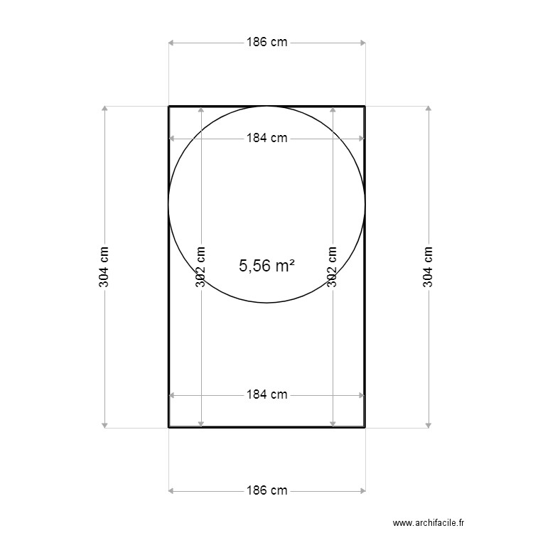 Pion T5 33. Plan de 1 pièce et 6 m2