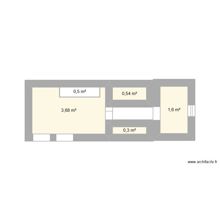 Pièce du haut. Plan de 5 pièces et 7 m2
