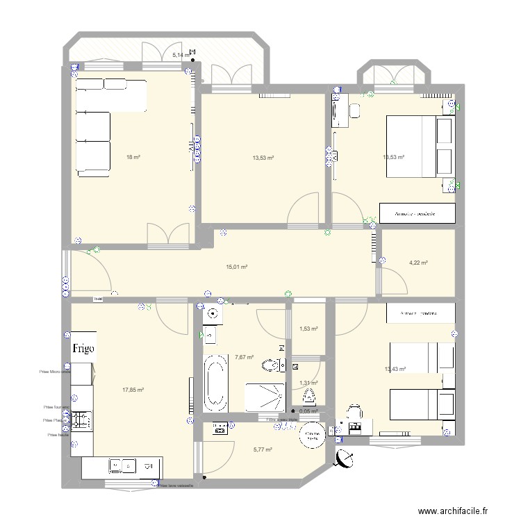 walid cosider. Plan de 31 pièces et 237 m2