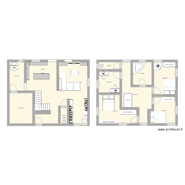 test etage. Plan de 12 pièces et 124 m2