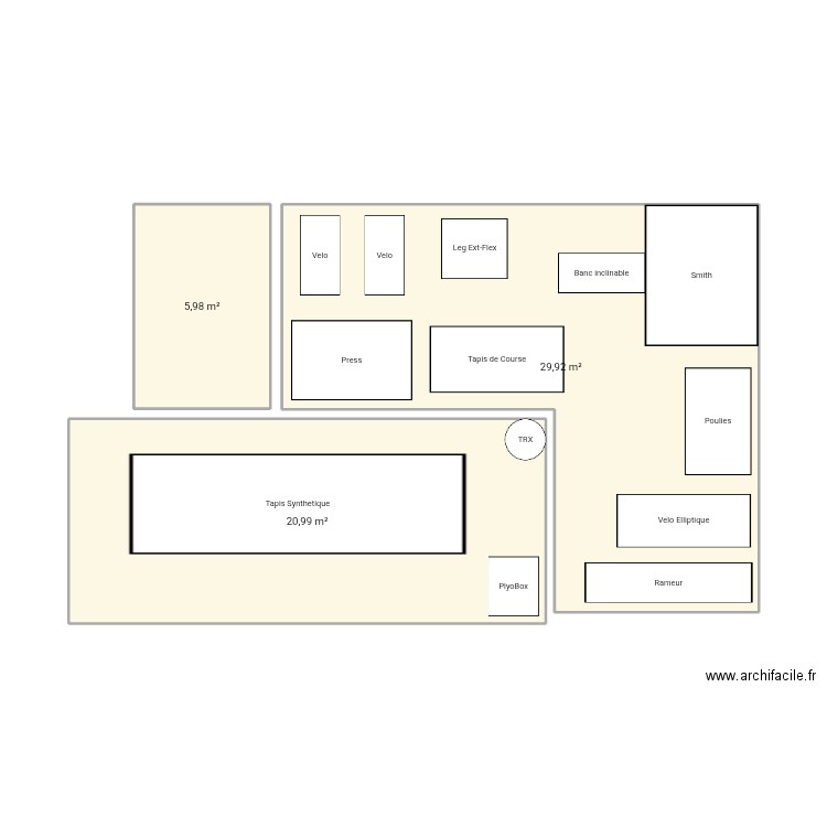 Plateau Technique. Plan de 3 pièces et 57 m2