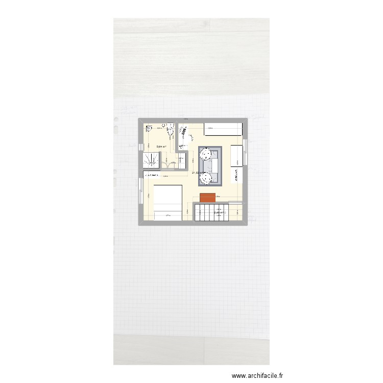 espace parental projet 3. Plan de 3 pièces et 29 m2