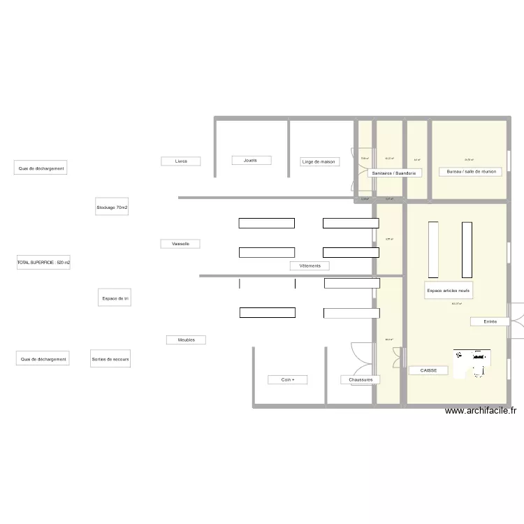 Local braderie. Plan de 