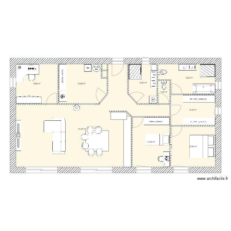 ECOP. Plan de 10 pièces et 120 m2