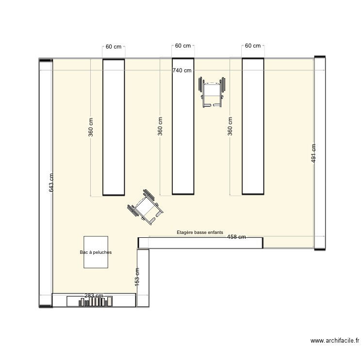 Projet Livres . Plan de 1 pièce et 41 m2