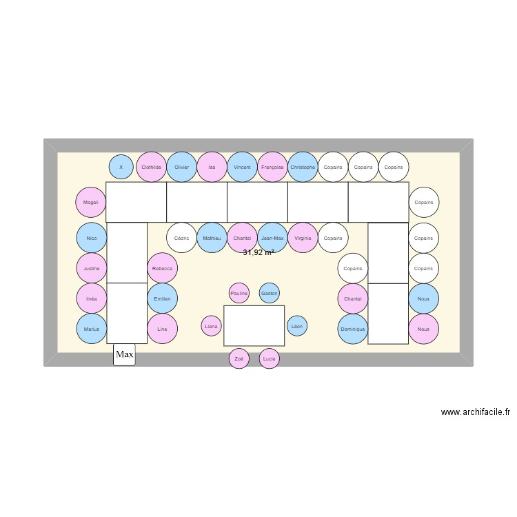 Noces d'or. Plan de 1 pièce et 32 m2
