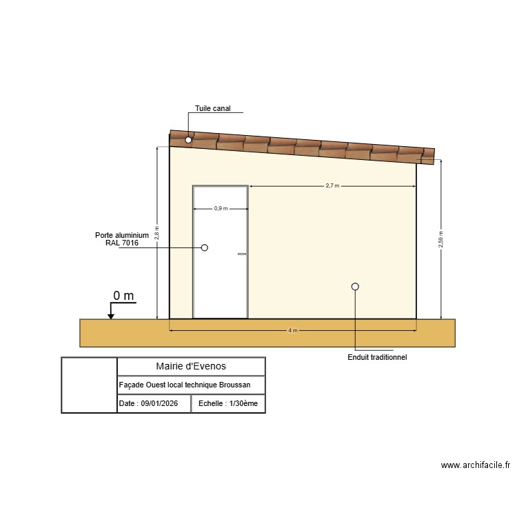 Façade ouest. Plan de 0 pièce et 0 m2