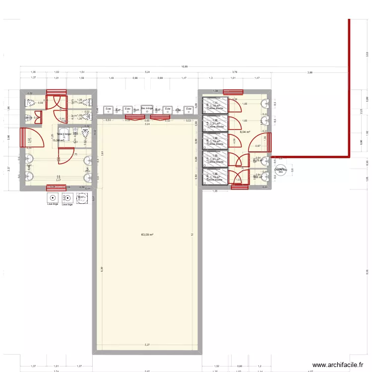 Sanitaires Camping V2. Plan de 10 Pièces et 95 m² Sanitaires Camping V2. Plan de 10 Pièces et 95 m²