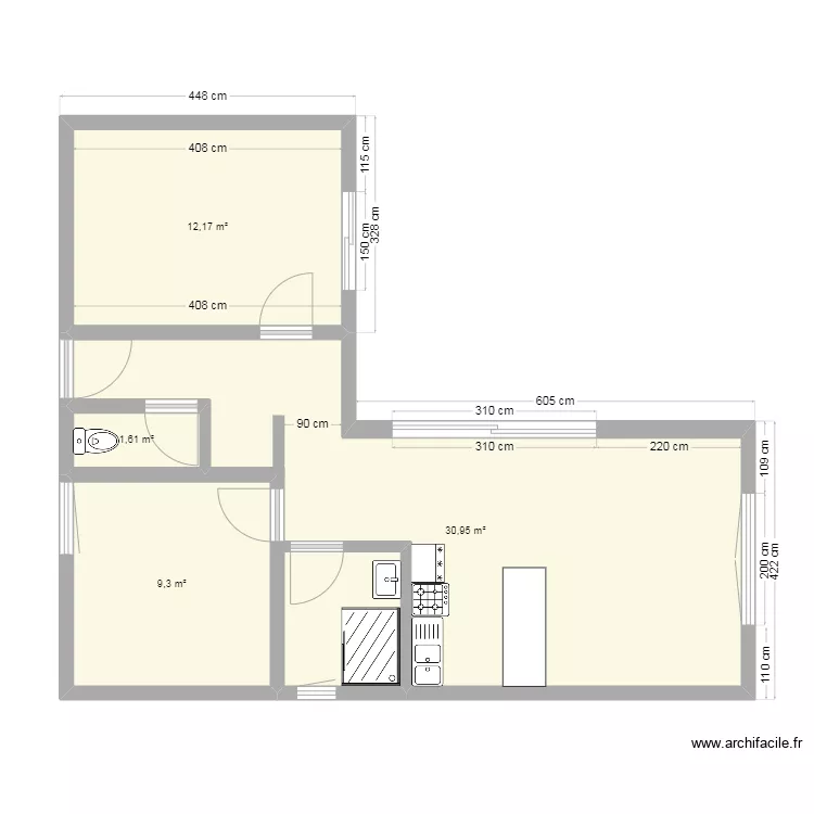 Module 60m&sup2;. Plan de 