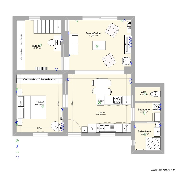 Petite Maison Prise Electrique. Plan de 14 pièces et 121 m2