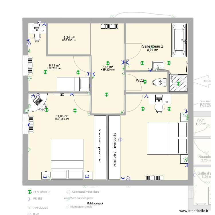 Petite Maison Prise Electrique. Plan de 14 pièces et 121 m2