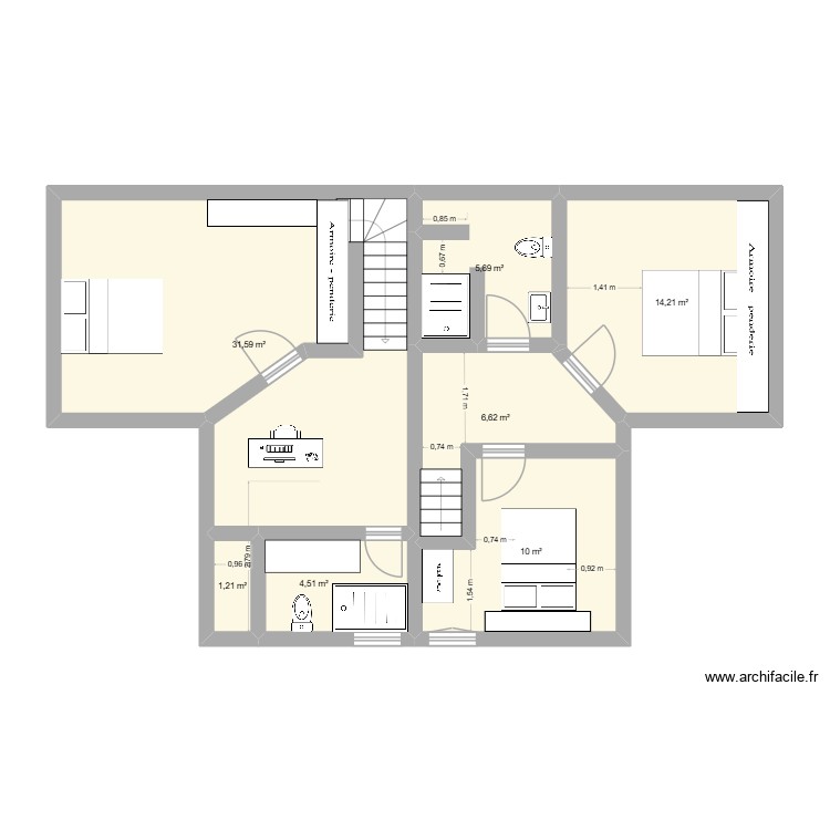 Etage Prop 1. Plan de 0 pièce et 0 m2
