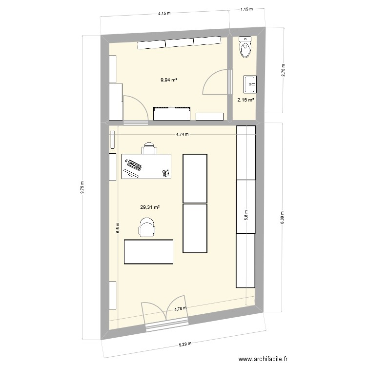 Saint Nicolas. Plan de 3 pièces et 41 m2