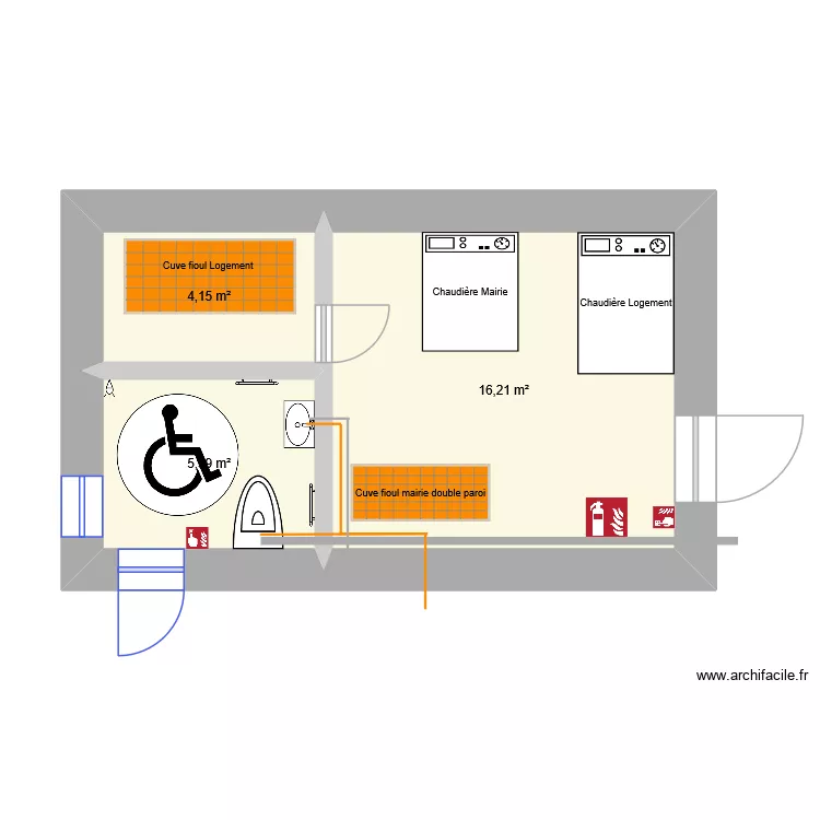 Chaufferie plan 1 modifié. Plan de 3 et 26 m² Chaufferie plan 1 modifié. Plan de 3 et 26 m²