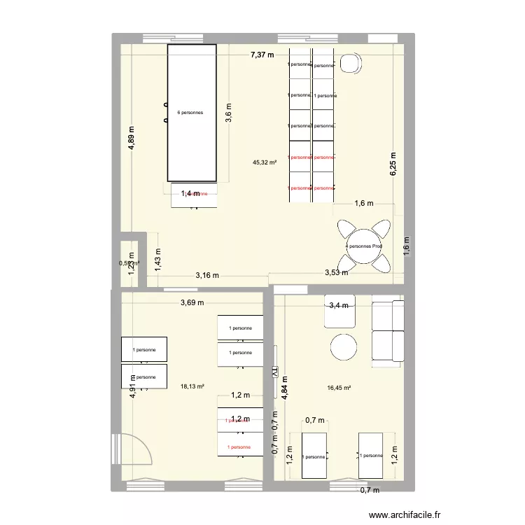 bureau crea 2. Plan de 4  et 80 m²
