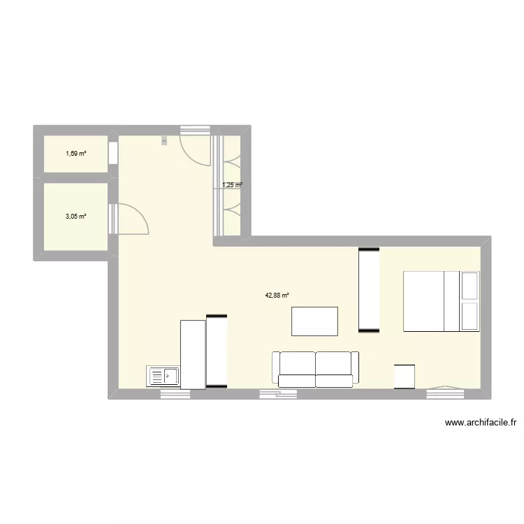 Studio Meuniers. Plan de 4 et 49 m² Studio Meuniers. Plan de 4 et 49 m²