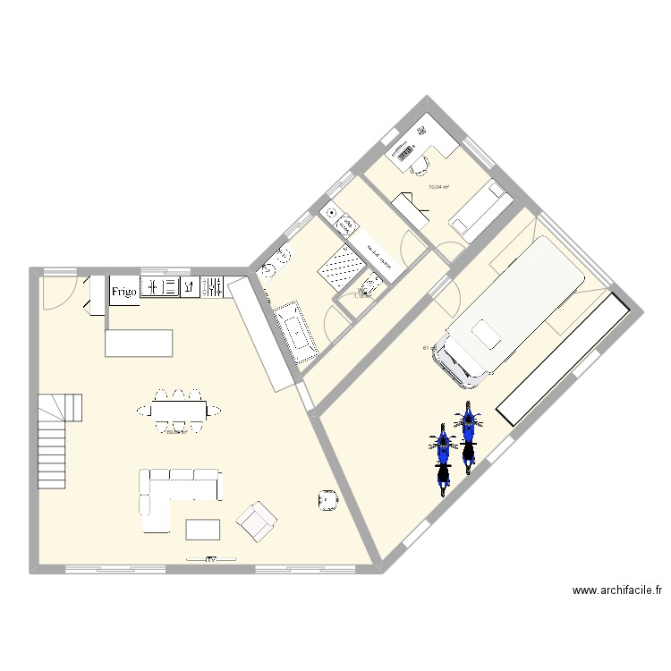 cuisine vers sdb hangar rdc. Plan de 0 pièce et 0 m2