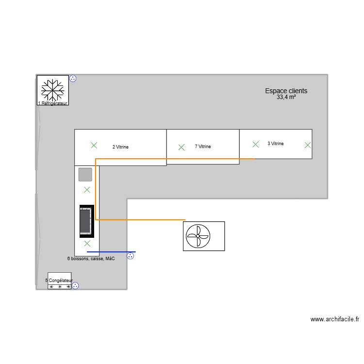 Pop Up Store. Plan de 1 pièce et 33 m2