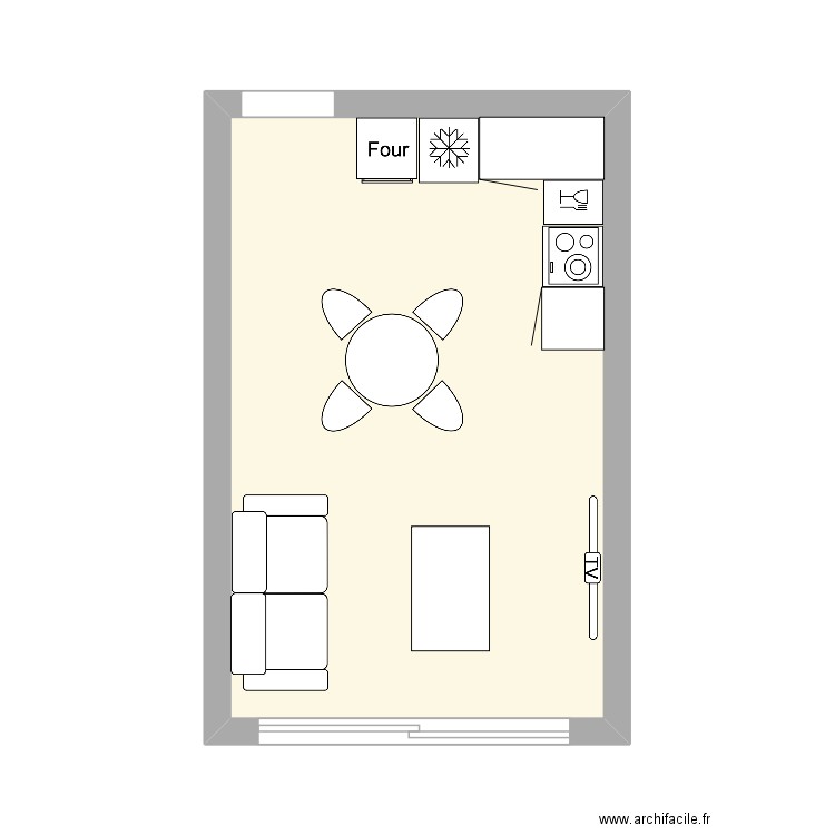 anna salon. Plan de 1 pièce et 21 m2