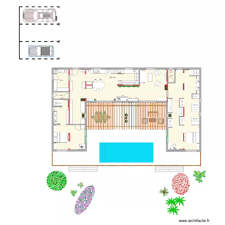 Maison container 6 X 40"HC  Plain-pied. Plan de 