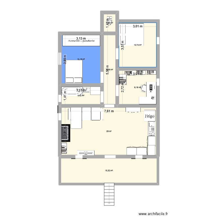 plan de cuques. Plan de 8 pièces et 87 m2