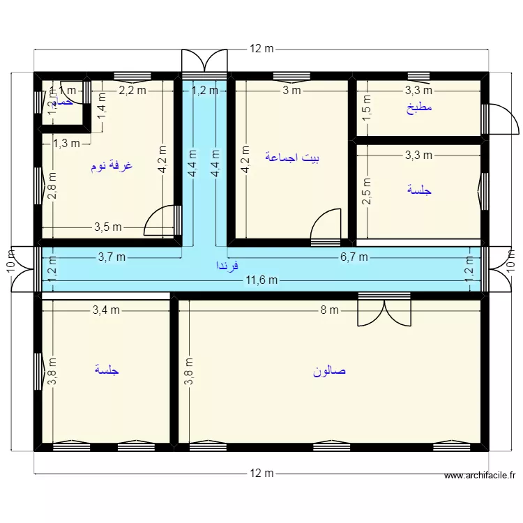 Plan 12X10. Cliente 48 11 16 11. Plan de 8  et 103 m²