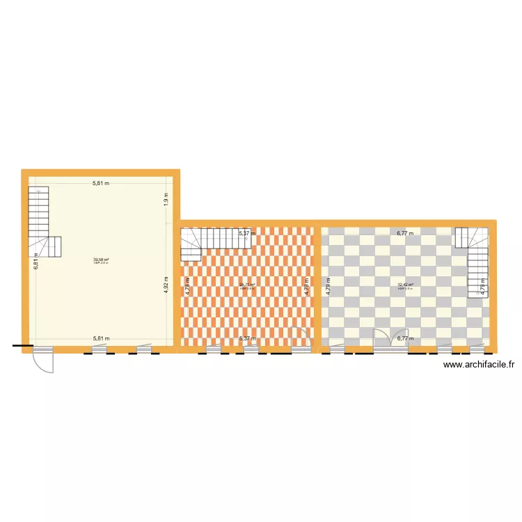 3 maisons. Plan de 4  et 197 m²