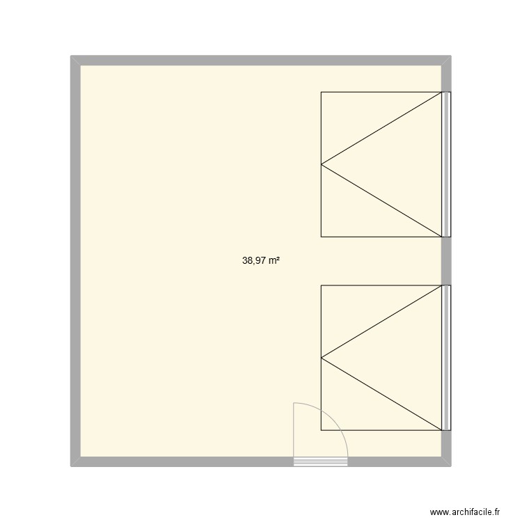 batiment. Plan de 1 pièce et 39 m2