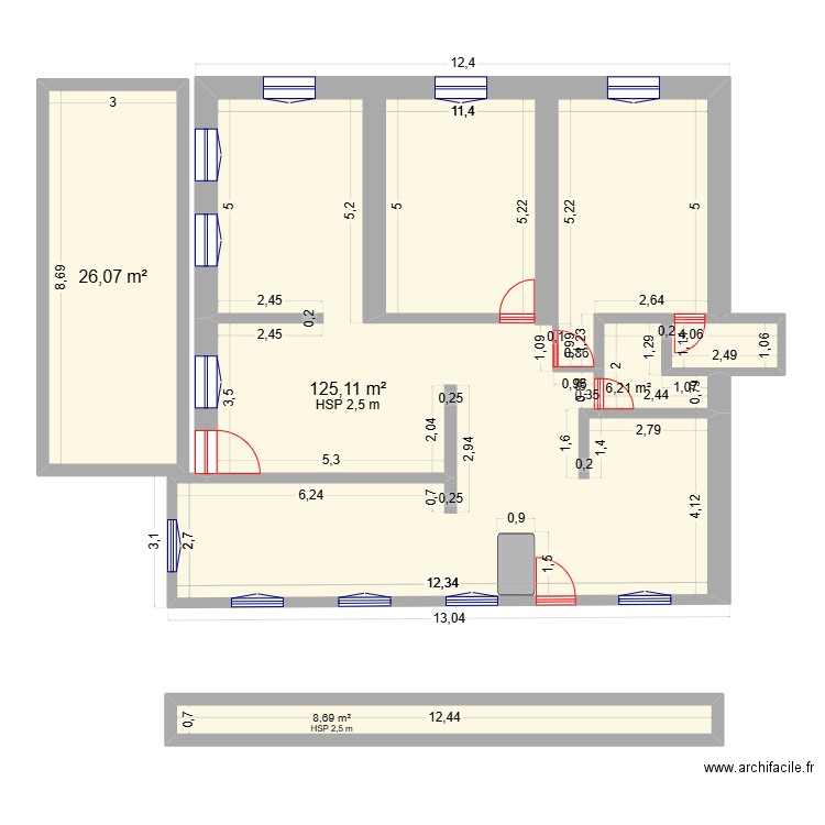 maison 2. Plan de 4 pièces et 166 m2