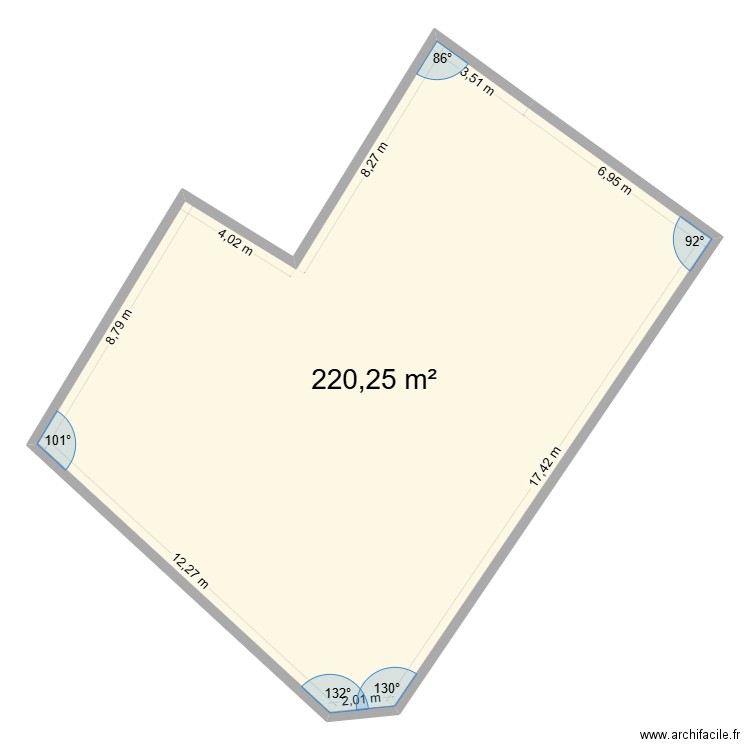 Neptune BE0671. Plan de 1 pièce et 220 m2
