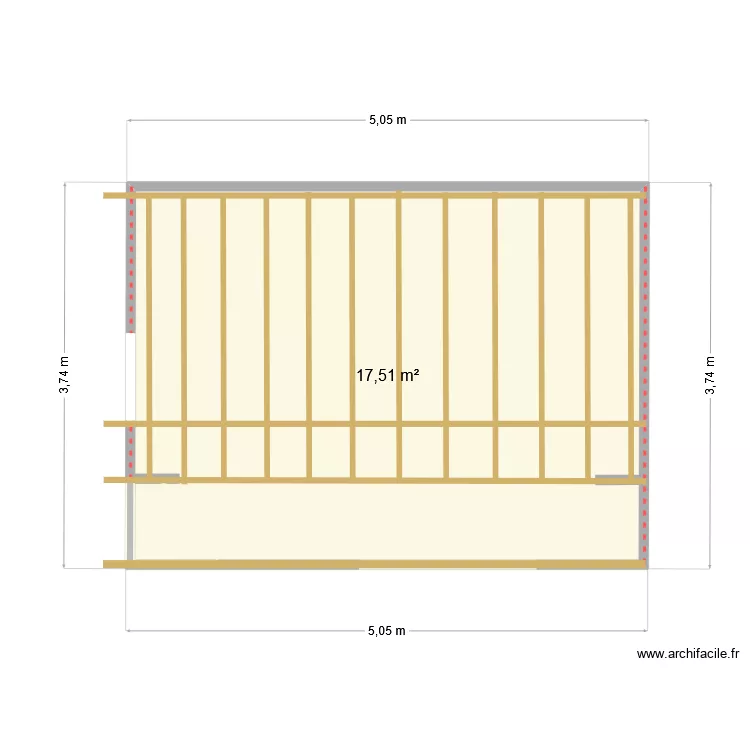 cabanon nouvelle charpente. Plan de 1  et 18 m²
