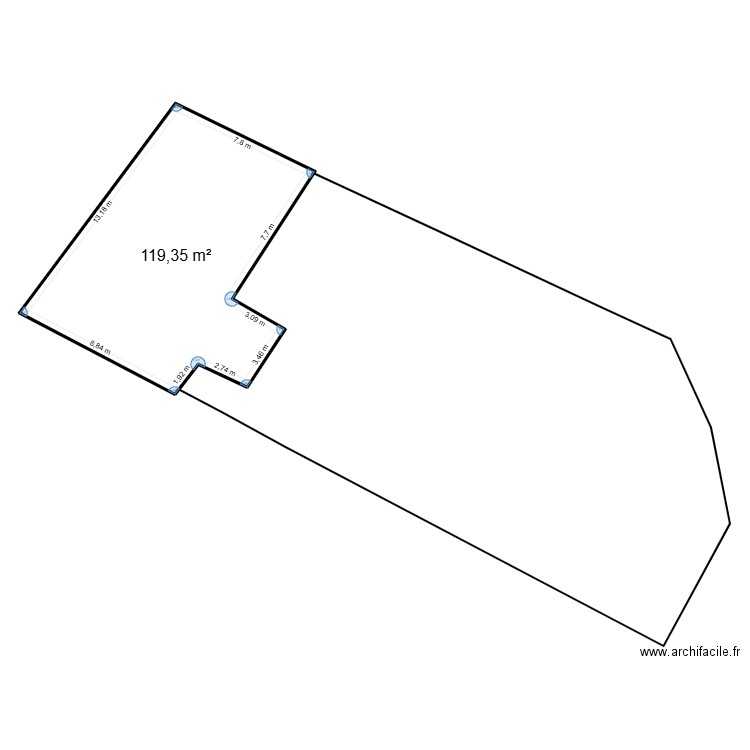PICOT. Plan de 1 pièce et 119 m2