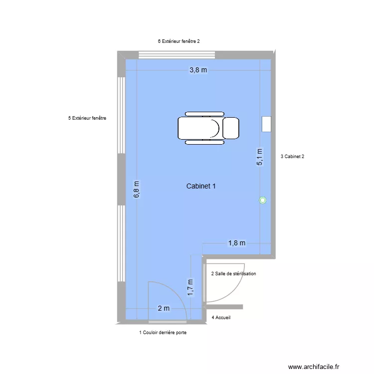 10121 Cabinet 1. Plan de 1  et 23 m²