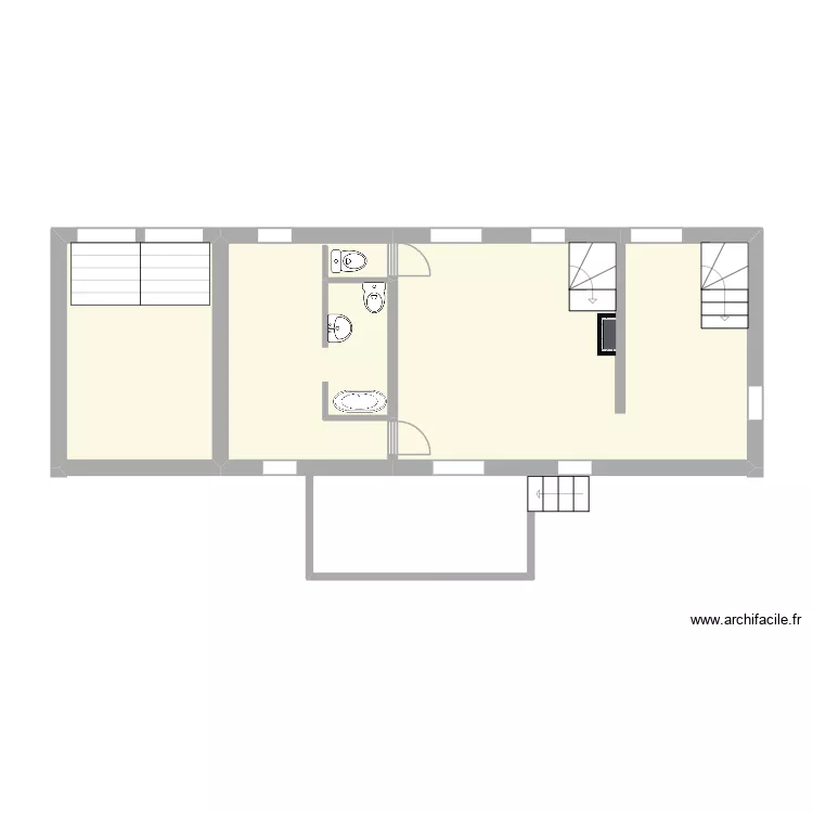 rez de chauss&eacute;e. Plan de 3  et 42 m²
