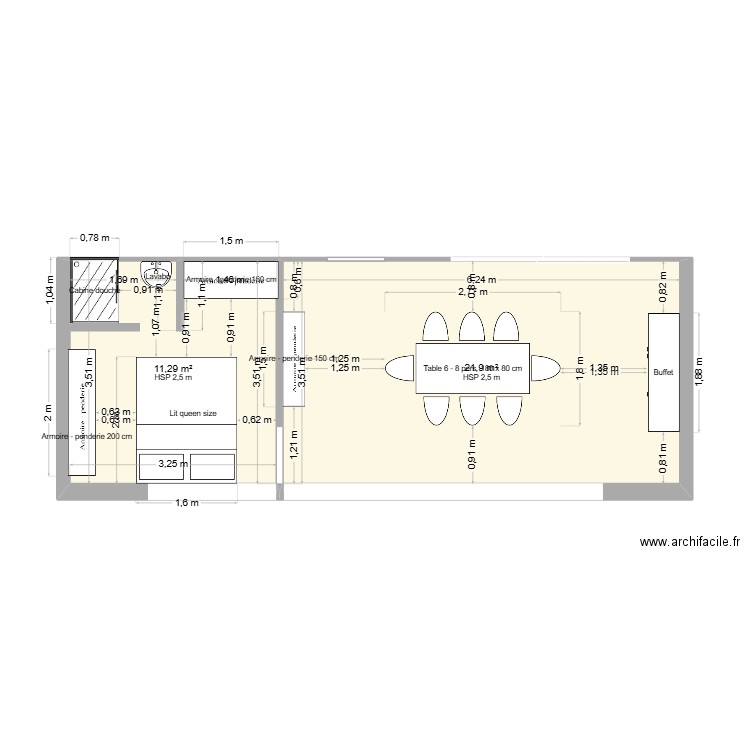 Extension Plan 1. Plan de 2 pièces et 33 m2