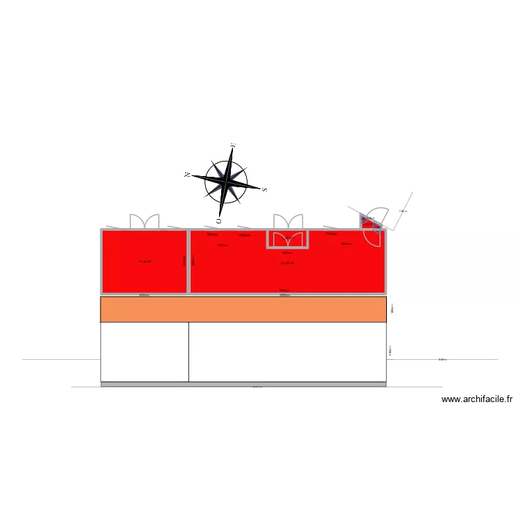 bazoches 410 DP4/2 VUE OUEST. Plan de 4  et 37 m²