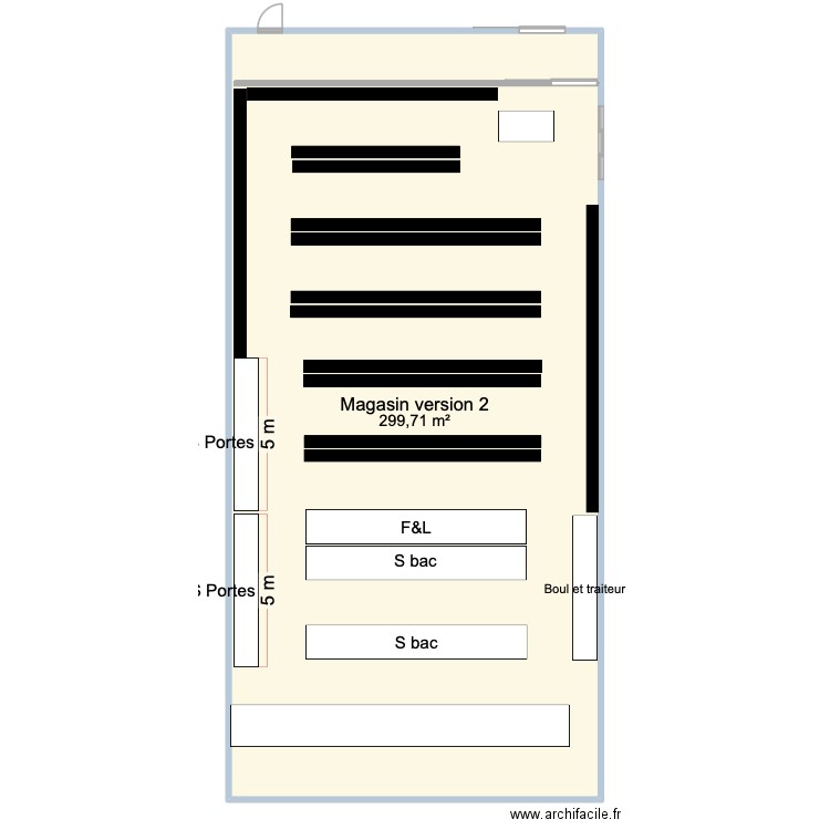Magasin version 2 300 MC. Plan de 1 pièce et 300 m2