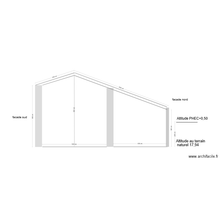 pignon mitoyen des deux cotés. Plan de 0 pièce et 0 m2