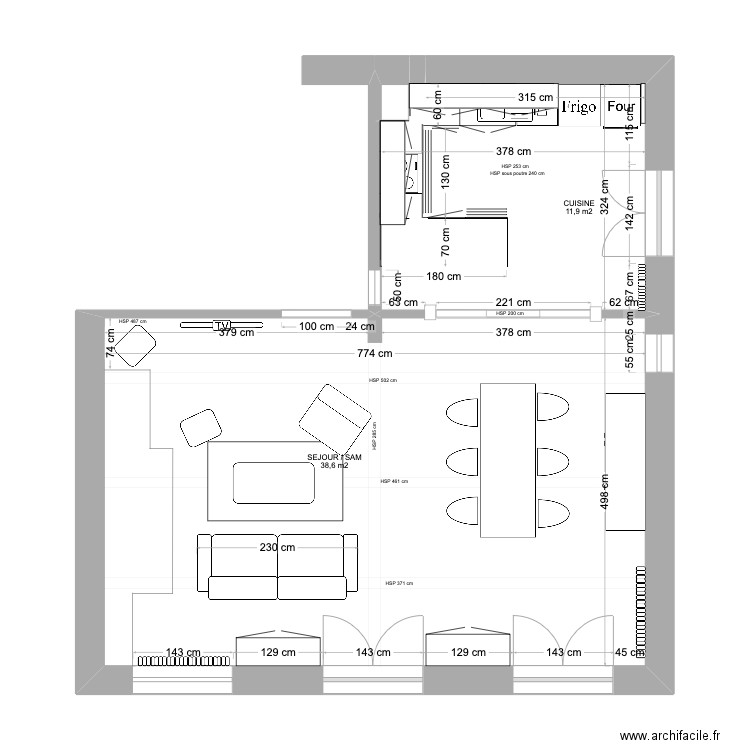 JAUNET. Plan de 12 pièces et 152 m2