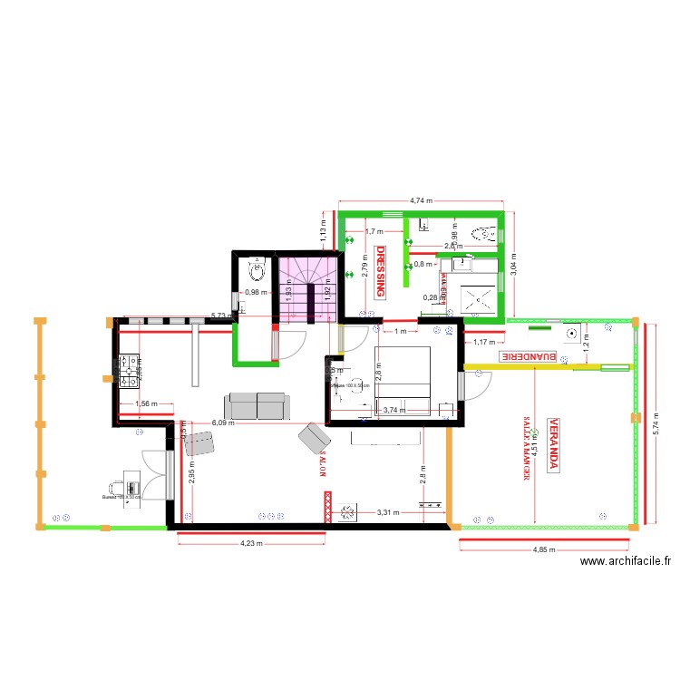 PLAN BRIGITTE MODIFIE créations de pièces. Plan de 0 pièce et 0 m2